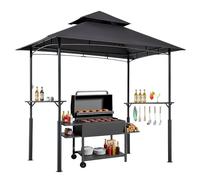 VEVOR Gazebo de Barbecue, 243 x 150 cm, Tonnelle de BBQ Extérieur Renforcée avec Toit à 2 Niveaux, Abri de Barbecue de Patio en Acier Thermolaqué, pour Grillades, Fêtes, Pique-niques, Jardin, Patio