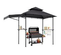 VEVOR Gazebo de Barbecue, 243x150 cm, Tonnelle de BBQ Extérieur avec Auvent, Toit à 2 Niveaux, Abri de Barbecue Patio Acier Thermolaqué, pour Grillades, Fêtes, Pique-niques, Jardin, Terrasse, Patio