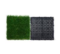 VEVOR Gazon Artificiel Lot de 18 Pelouse Synthétique Extérieur Intérieur Dalles Emboîtables 31x31 cm Tapis de Sol Auto-drainant Brins d'Herbe 40 mm pour Jardin, Cours de Récréation, Décoration Maison