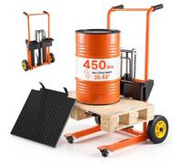 VEVOR Gerbeur Manuel 205 kg Gerbeur Hydraulique Hauteur de Levage Maximale 90 cm Transpalette avec Fourches Ajustables Chariot Élévateur Palettes avec Plateforme, Pliable et Portable, Orange et Noir