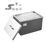 VEVOR Glacière encastrable en Acier Inoxydable, 508 x 355 x 306 mm, bac à Glace Commercial de 30 L pour l'extérieur avec Couvercle, Tuyau d'évacuation Inclus, bac à glaçons pour vin et bière Frais