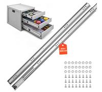 VEVOR Glissières pour Tiroir Charge Lourde 100 cm 120,2 kg, Rail Tiroir Coulissant Latéral à Billes, pour Meuble, Établi, Camping-Car, Cuisine, Extension Totale en 3 Sections, Acier Carbone, 1 Paire