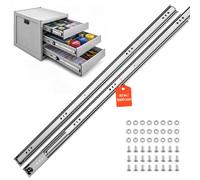 VEVOR Glissières pour Tiroir Charge Lourde 100 cm 120,2 kg, Rail Tiroir Coulissant Latéral à Billes, pour Meuble, Établi, Camping-Car, Cuisine, Extension Totale en 3 Sections, Acier Carbone, 1 Paire