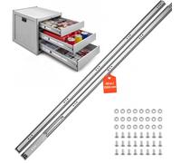 VEVOR Glissières pour Tiroir Charge Lourde 150 cm 120,2 kg, Rail Tiroir Coulissant Latéral à Billes, 1 Paire, pour Cuisine, Meuble, Établi, Camping-Car, Extension Totale en 3 Sections, Acier Carbone