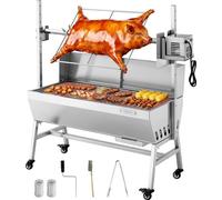 VEVOR Gril à broche rotatif 38 W Gril à cochon de lait Gril à agneau Gril à charbon de bois (94 cm de longueur de gril) avec 60 kg de capacité de charge & réglage en hauteur sur 7 positions & tôle de
