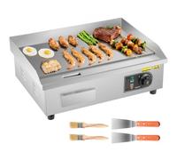 VEVOR Plancha Électrique 3200 W, Plaque à Snacker Commerciale 535x300 mm, Plaque de Cuisson de Comptoir en Inox, Température Réglable 50-300 °C, avec Accessoires, pour Barbecue, Restaurant, Snack-Bar