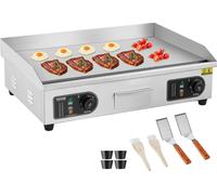 VEVOR Gril électrique commercial, 4000 W, plaque de gril plate pour le plan de travail, température réglable de 122 °F à 572 °F, 25,98 x 15,75 x 0,39 pouces, plaque de gril en acier inoxydable