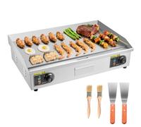 VEVOR Gril électrique professionnel 725×400 mm, 4400 W, pour comptoir, température réglable de 50 à 300 °C, revêtement extérieur en acier inoxydable, plaque de cuisson professionnelle, protection anti