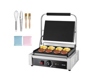 VEVOR Gril Panini Électrique 2200 W, Machine à Panini avec Plaque Émaillée Plate de 34,2x23,5 cm, Appareil à Sandwich en Inox, avec Poignée et Contrôle de la Température, pour Hamburger, Steak