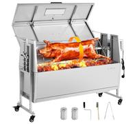 VEVOR, grill pour agneau de 38 W, capacité de 60 kg, broche rotative de 1168,4 mm, grill pour porcelet en acier inoxydable, idéal pour le jardin et la terrasse, avec 4 niveaux de hauteur, roues verrou