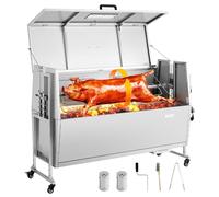 VEVOR, grill pour agneau de 38 W, capacité de 60 kg, longueur de 132 cm, avec broche rotative, idéal pour les cochons de lait, en acier inoxydable, pour l'extérieur, jardin et terrasse. Dispose de 4 n