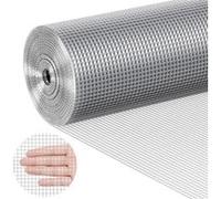 VEVOR Grillage métallique soudé 1220mm x 15,24m rouleau treillis métallique galvanisé à chaud maillage 6,35 x 6,35 mm clôture en fil de poule calibre 23 pour cages à lapins, jardin, petits rongeurs