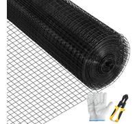 VEVOR Grillage métallique 61x3048 cm treillis en acier galvanisé enduit de vinyle calibre 16 maille avec pince coupante et paire de gants tissu pour clôtures de jardin, enclos d'animaux de compagnie
