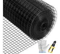 VEVOR Grillage métallique 91x1524 cm treillis en acier galvanisé enduit de vinyle calibre 16 maille avec pince coupante et paire de gants tissu pour clôtures de jardin, enclos d'animaux de compagnie