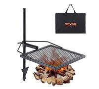 VEVOR Grille de Feu de Camp Pivotante avec Poteau 71 cm Gril de Camping 1 Filet en Diamant 40,5x40,5 cm Grille de Cuisson en Acier Hauteur Réglable pour Poêle Casserole Foyer Barbecue en Plein Air