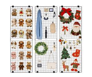 VEVOR Grille Murale Décorative Lot de 3PCs 61x182,8 cm, Panneau Grillagé Mural en Acier Carbone, Porte Photo Pêle-mêle, pour DIY Décoration Affichage Présentation Photo Mémo Œuvres d'Art, Domicile