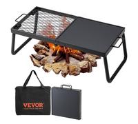 VEVOR Grille Pliante 57x28,5x23 cm Gril de Feu de Camp Portable en Acier Grille de Cuisson Pliable Demi-Grille Demi-Plaque avec Sac de Transport pour Foyer BBQ Pique-Nique Jardin Balcon Voyage Camping