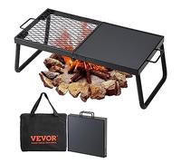 VEVOR Grille Pliante 57x28,5x23 cm Gril de Feu de Camp Portable en Acier Grille de Cuisson Pliable Demi-Grille Demi-Plaque avec Sac de Transport pour Foyer BBQ Pique-Nique Jardin Balcon Voyage Camping