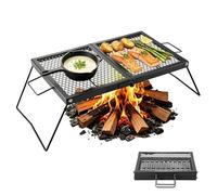 VEVOR Grille Pliante 61 cm Gril de Feu de Camp Portable en Acier Résistant, Matériel de Barbecue pour Feu de Bois BBQ Camping en Plein Air, Structure Pliable, Compacte, Avec Pieds et Poignée