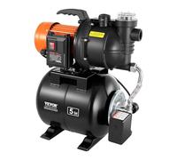 VEVOR Groupe de Surpression 1100 W Pompe avec Réservoir de Pression 19 L pour Puits Peu Profonds Arrosage Jardin, 5300 L/h, avec Filtre, Clapet Anti-retour, Surpresseur Auto, Pressostat 1,4-2,8 bar