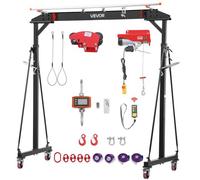 VEVOR Grue à Portique Mobile 997,9 kg, Portique de Levage, Hauteur Réglable 2430-3630 mm, pour Garage et Entrepôt, avec Chariot Porte-Palan Manuel, Palan Électrique, Sangles, Manilles et Crochets