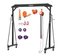 VEVOR Grue à Portique Mobile 997,9 kg, Portique de Levage, Hauteur Réglable 2430-3630 mm, pour Garage, Usine et Entrepôt, avec Chariot Porte-Palan Manuel, Palan à Chaîne, Sangles, Manilles et Crochets