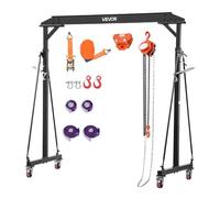 VEVOR Grue à Portique Mobile 997,9 kg, Portique de Levage, Hauteur Réglable 2430-3630 mm, pour Garage, Usine et Entrepôt, avec Chariot Porte-Palan Manuel, Palan à Chaîne, Sangles, Manilles et Crochets