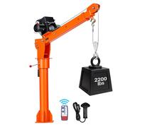 VEVOR : Grue de levage avec treuil électrique 12V, capacité de charge de 998 kg, grue de levage pour atelier, chantier, entrepôt, exploitation forestière, bras télescopique, rotation à 360°, télécomma
