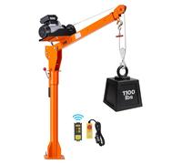 VEVOR, grue de levage avec une capacité de charge de 499 kg, équipée d'un treuil électrique PA800, grue de levage avec flèche télescopique réglable, rotation à 360°, et télécommande, idéale pour l'ind