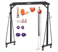 VEVOR, grue portique mobile avec une capacité de charge de 997,9 kg, grue de levage en acier réglable en hauteur de 243 à 363 cm, grue d'atelier avec chariot manuel, palan à chaîne et roulettes pivota