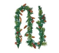 VEVOR Guirlande de Noël, 2,7 m, Guirlande de Pin Artificiel Lumineuse, Décoration de Noël Verte, avec Baies Rouges, Pommes de Pin, pour Manteau de Cheminées, Cheminées, à Suspendre, à Poser, Couronnes