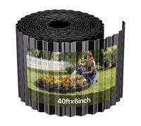 VEVOR Bordure de Jardin Métal 12,3 m x 15,5 cm Bordure de Pelouse en Acier Galvanisé pour Massifs de Fleurs, Allées, Délimitation des Espaces, Aménagement Paysager, Flexible, avec Paire de Gants, Noir