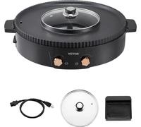 VEVOR Hot Pot avec gril 1800 W 2 en 1 gril électrique sans fumée, gril BBQ coréen Pot à feu avec double réglage de température séparé, poêle à revêtement antiadhésif, pour 2-8 personnes