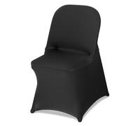 VEVOR Housse de Chaise Extensible 150PCs Noir, Couverture Protecteur de Chaise en Polyester et Élasthanne, Devant Plat, pour Mariage Salle à Manger Banquet, Convient aux Sièges Jusqu'à 45x46x77 cm