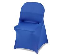 Housses de Chaise en Polyester Lot de 50 Pliante Extensible pour Banquet Bleu