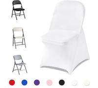 VEVOR Housse de Chaise Extensible Couverture de Chaise Pliante 32PCs Hôtel Blanc Blanc