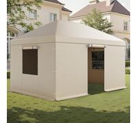 VEVOR Housse de Gazebo Hiver, 3,1x4,4 m, Couverture de Gazebo Toit Rigide Toutes Saisons, avec Parois Latérales, Fenêtres Maille, Matériau PE Haute Densité, Housse d'Abri de Soleil, Gazebos Non Inclus