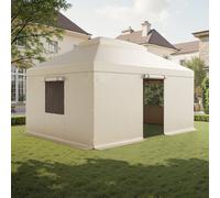 VEVOR Housse de Gazebo Hiver, 3,66 x 4,9 m, Couverture de Gazebo à Toit Rigide Double, avec Parois Latérales, Fenêtres Maille, Matériau PE Haute Densité, Housse d'Abri de Soleil, Gazebos Non Inclus