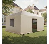 VEVOR Housse de Gazebo Hiver, 3,7x4,9 m, Couverture de Gazebo Toit Rigide Toutes Saisons, avec Parois Latérales, Fenêtres Maille, Matériau PE Haute Densité, Housse d'Abri de Soleil, Gazebos Non Inclus