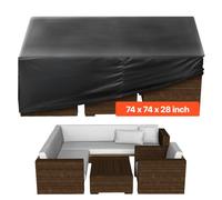 VEVOR Housse de Meubles de Jardin 188x188x71 cm, Bâche de Protection pour Mobiliers d’Extérieur en 420D Imperméable et Résistante, pour Table et Chaises de Patio, avec Aération, Toutes Saisons, Noir