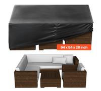 VEVOR Housse de Meubles de Jardin 239x239x71 cm, Bâche de Protection pour Mobiliers d’Extérieur en 420D Imperméable et Résistante, pour Table et Chaises de Patio, avec Aération, Toutes Saisons, Noir