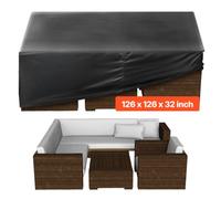 VEVOR Housse de Meubles de Jardin 320x320x81 cm, Bâche de Protection pour Mobiliers d’Extérieur en 420D Imperméable et Résistante, pour Table et Chaises de Patio, avec Aération, Toutes Saisons, Noir