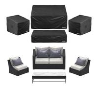 VEVOR Housse de Meubles de Jardin Lot de 4, Bâche de Protection pour Mobiliers d’Extérieur en 420D Imperméable et Résistante, Couverture pour Canapé, Table et Chaises de Patio, Toutes Saisons, Noir