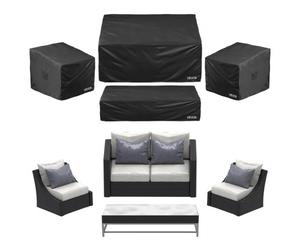 VEVOR Housse de Meubles de Jardin Lot de 4, Bâche de Protection pour Mobiliers d’Extérieur en 420D Imperméable et Résistante, Couverture pour Canapé, Table et Chaises de Patio, Toutes Saisons, Noir