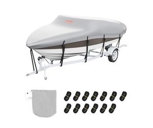 VEVOR Housse Imperméable pour Bateau 518-579 cm x 243 cm - Bâche de Protection en Oxford 600D Anti-UV pour Coque V - Avec Sac pour Amarrage et Remorquage de Vedette/Yacht