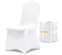 VEVOR Housses pour chaises pliantes Lot de 100, élasthanne, amovibles et lavables, Blanc