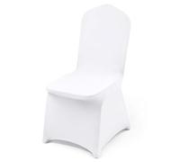 VEVOR Housses de Chaise Extensible 100 Pièces pour Sièges sans Accoudoirs Couverture de Chaise Blanche en Polyester et Élasthanne Élastique pour Banquet Mariage Fête Célébration, Amovibles et Lavables