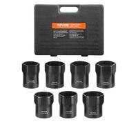 VEVOR HT.SR-302 - Jeu de 7 douilles 1/2" 12,7 mm - 6 pans - Acier CR-MO - Coffret portable