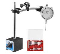 VEVOR Indicateur de test à cadran avec support à double tige et étui de rangement, comparateur à cadran, précision de 0,03 mm, plage de mesure de 0 à 25,4 mm, avec tiges de centrage non magnétiques