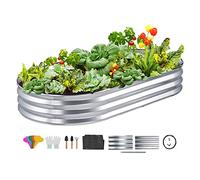 VEVOR Jardinière 182,5x92,5x28 cm Lit de Jardin Surélevé en Métal Galvanisé Bac de Plantation avec Base Ouverte pour Cultiver Fleurs Végétaux Herbes Plantes Grasses Jardin Terrasse Patio Balcon Argent